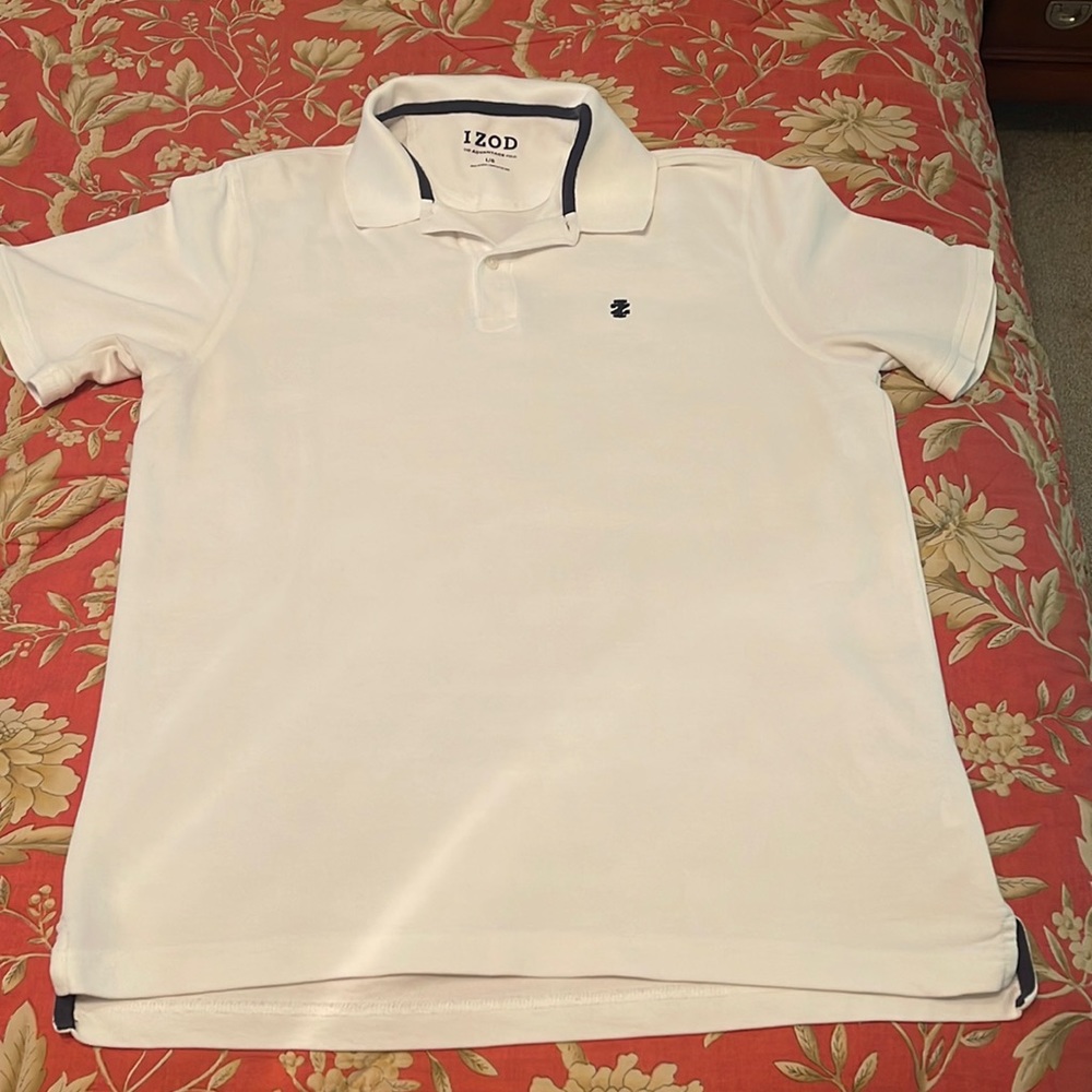 Mens White Izod Collared Shirt